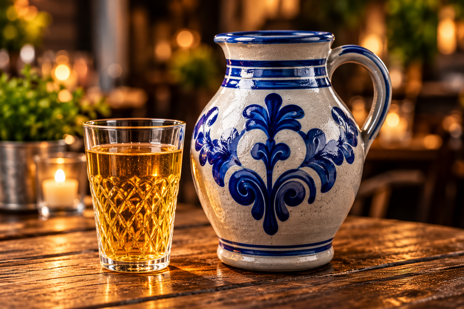 Bembel und Apfelwein im Kerzenschein