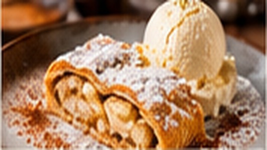 Warmer Apfelstrudel mit Vanilleeis