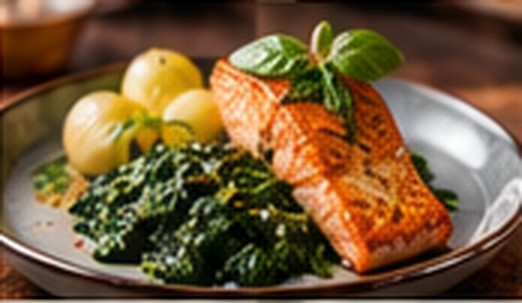 Gebratener Lachs auf Blattspinat